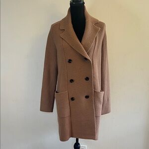 Ann Taylor Double-Breasted  Brown Sweater Pea Coat